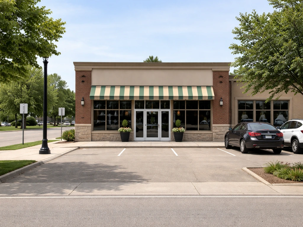 Exterior view of a suburban restaurant entrance on a commercial street in Waukee, Iowa