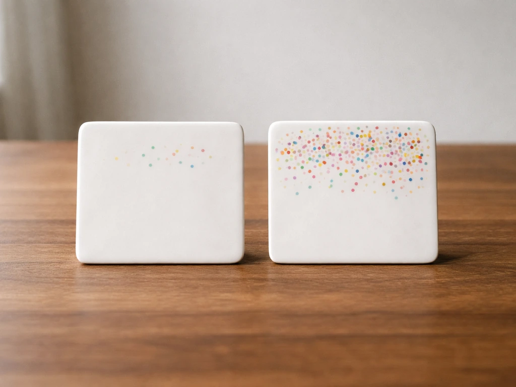 Two side-by-side cards with dot patterns showing fewer older vs many recent reviews.