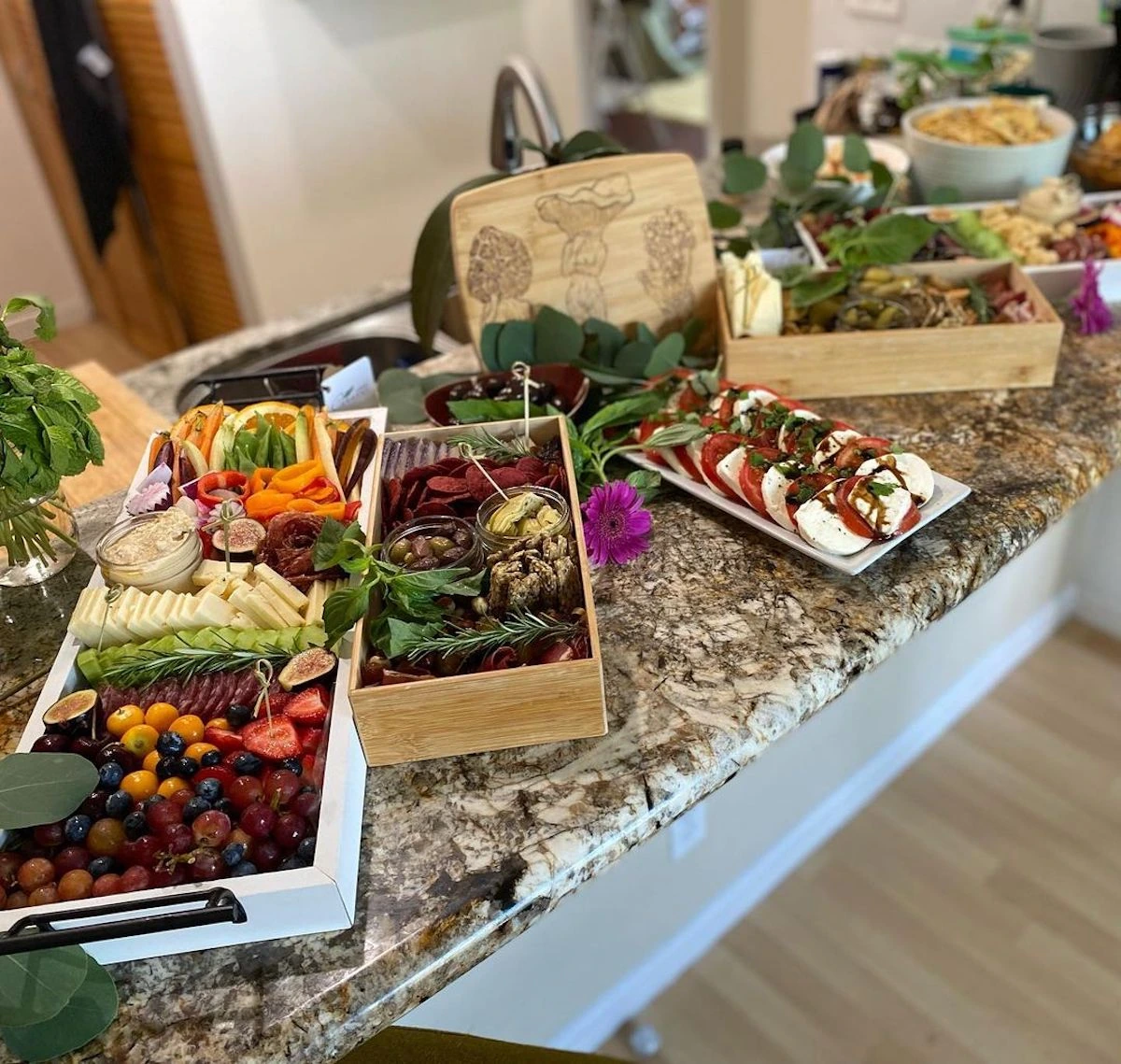 A tray of assorted food dishes on a countertop, likely from Patio 17 Nola.
