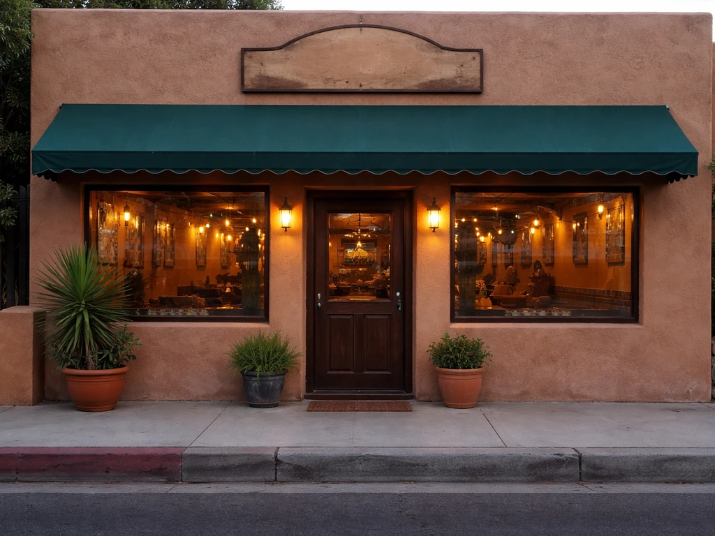 Street-level view of El Patio Rio storefront on Rio Grande Blvd NW in Albuquerque, New Mexico.